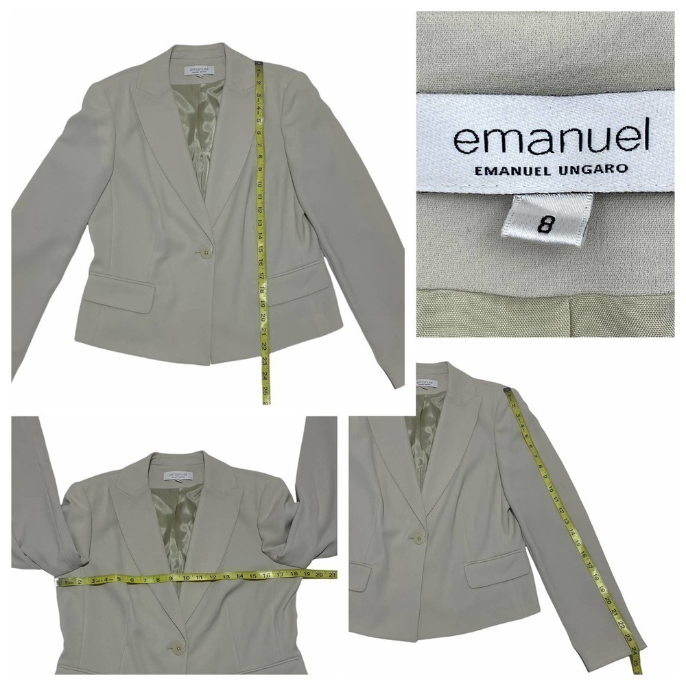 EMANUEL Single Button Beige Blazer Jacket - Picture 12 of 13